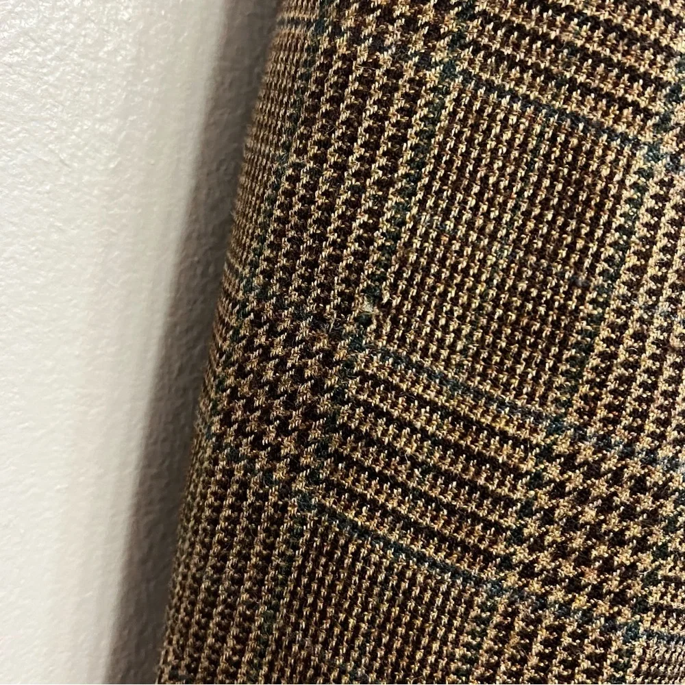 Lauren Ralph‎ Lauren Wool Elbow Patch Houndstooth Dark Brown Check Blazer 48R